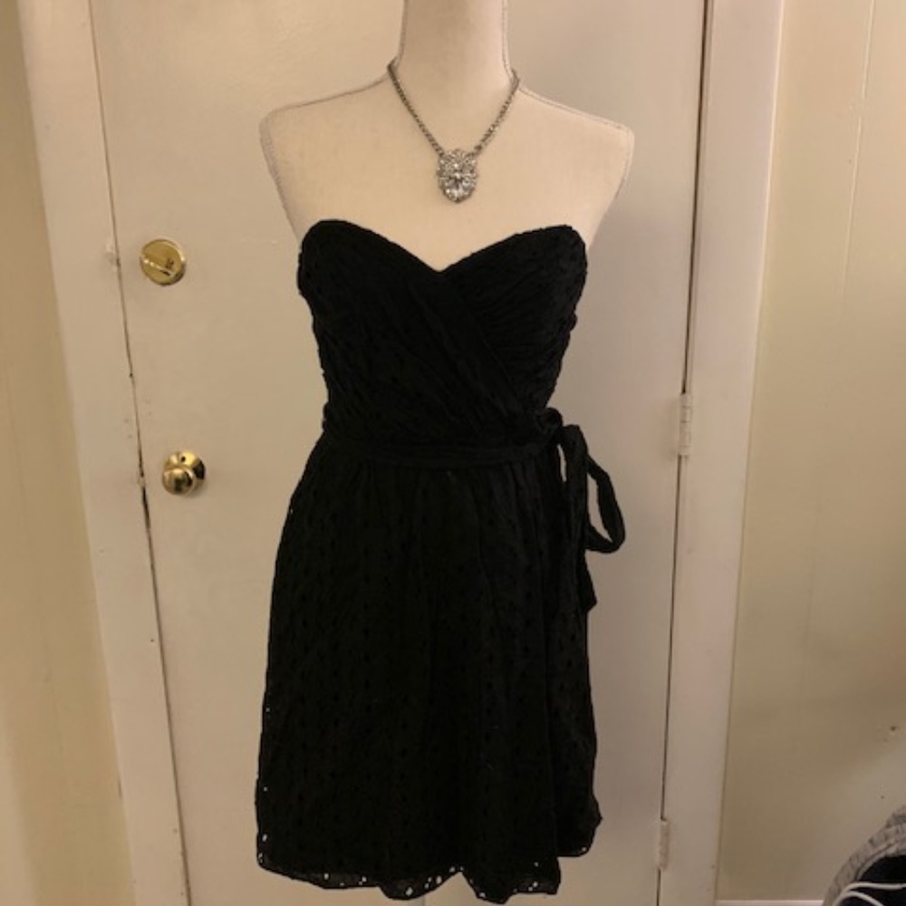 Express Black Eyelet Lace Strapless Mini